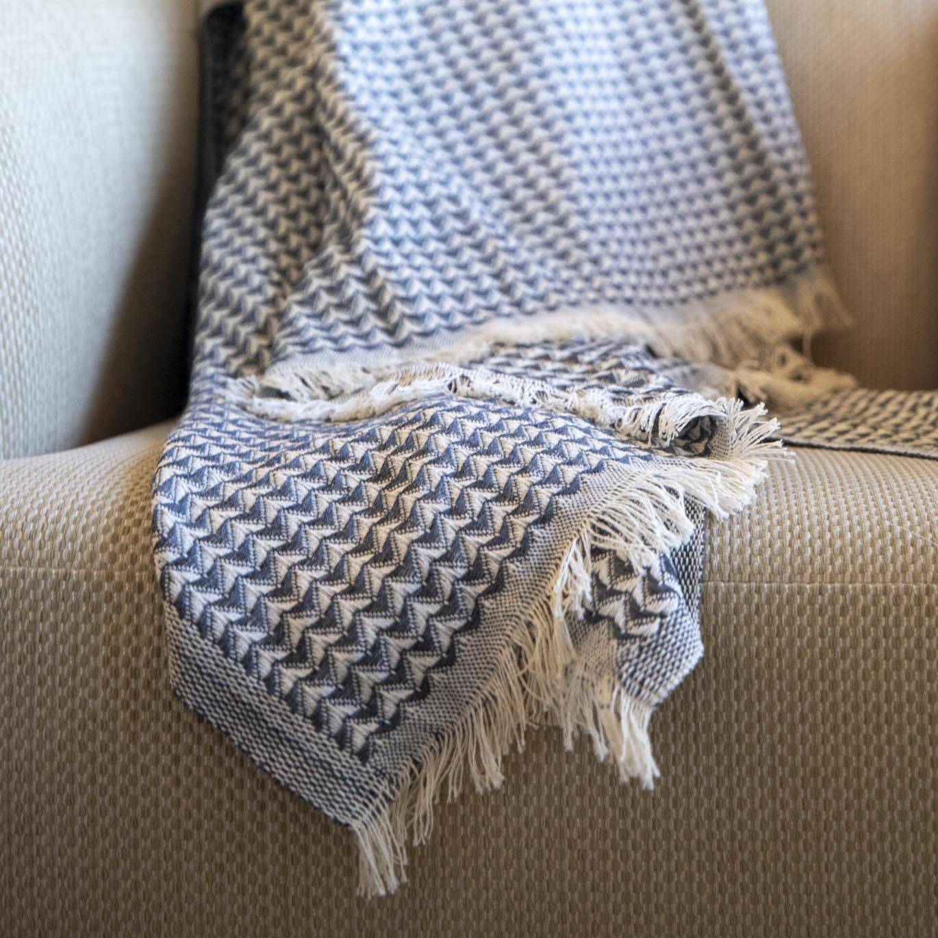 Cotton Weave Blanket in Black and Off-white - Near East Imports