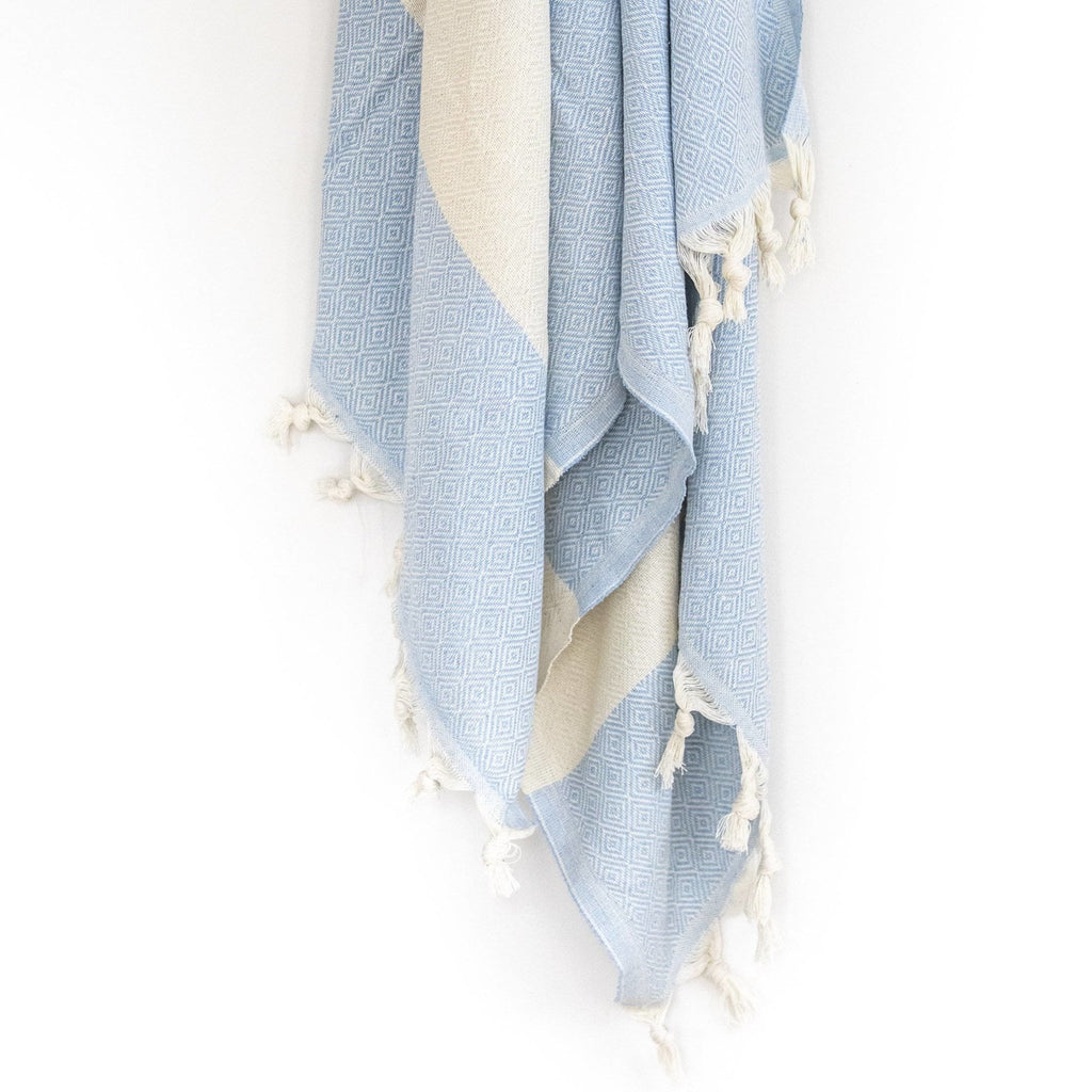 Pashtemal - Diamond Pattern In Baby Blue - Near East Imports