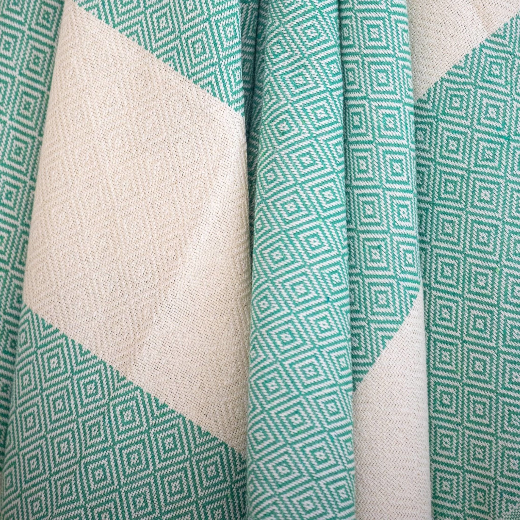 Pashtemal - Diamond Pattern In Sea Green - Near East Imports