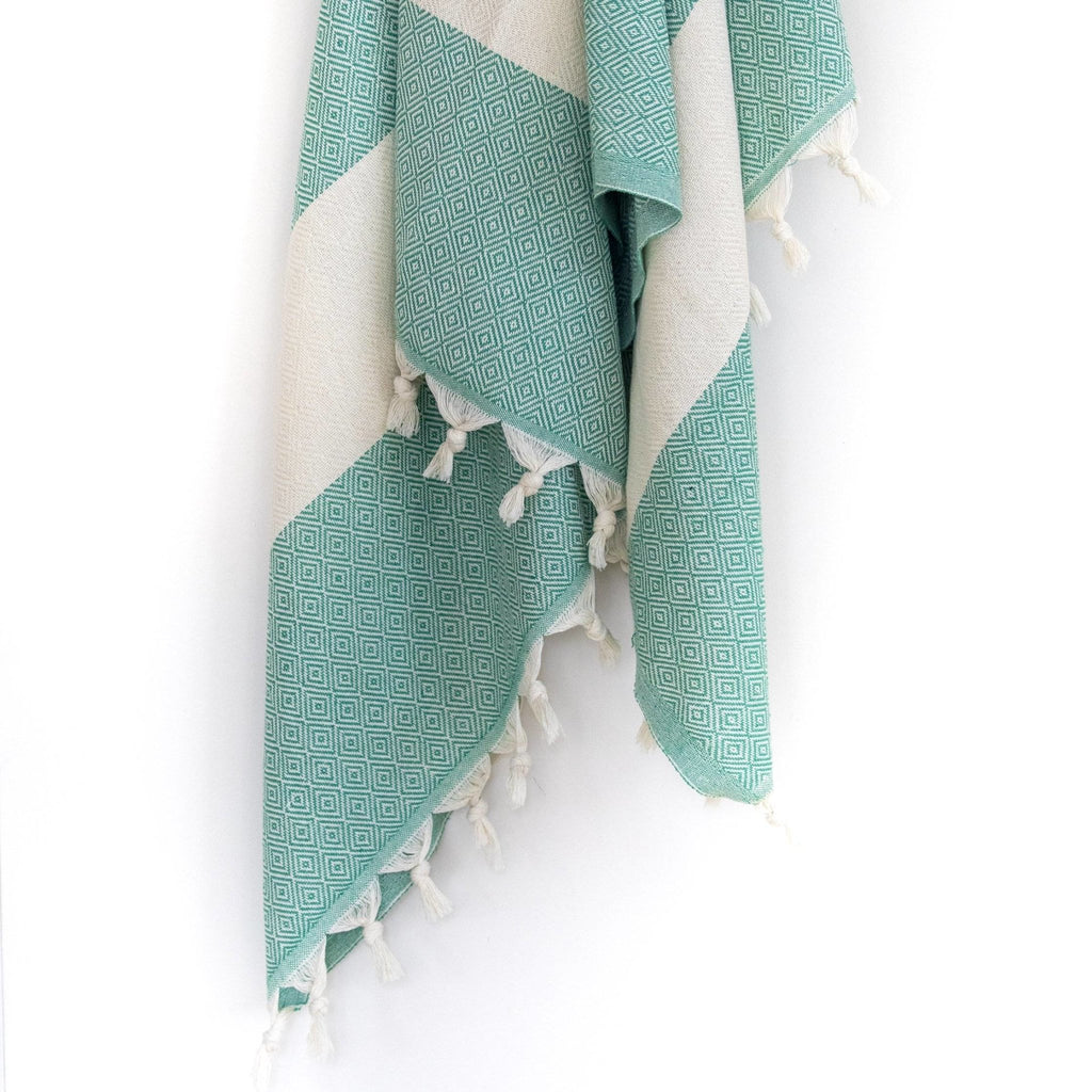 Pashtemal - Diamond Pattern In Sea Green - Near East Imports