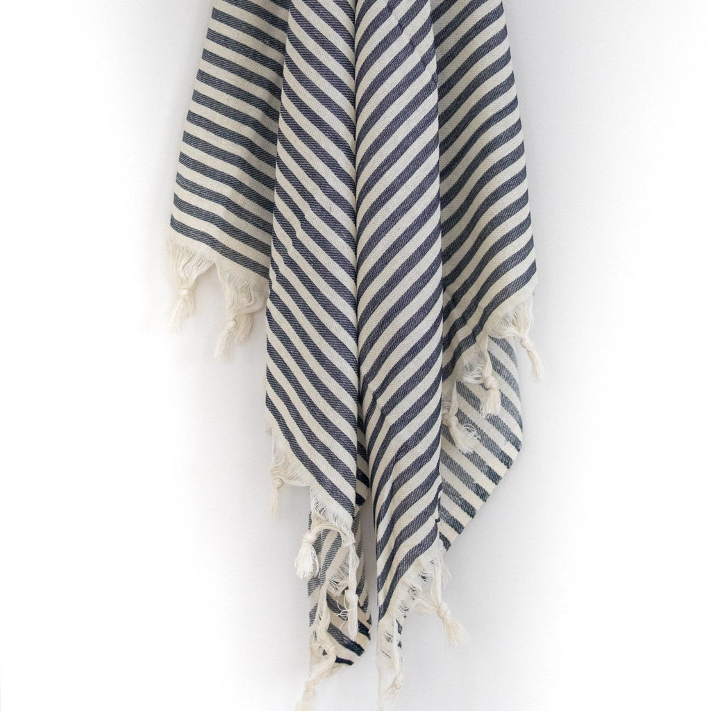Pashtemal - Striped in Charcoal - Near East Imports