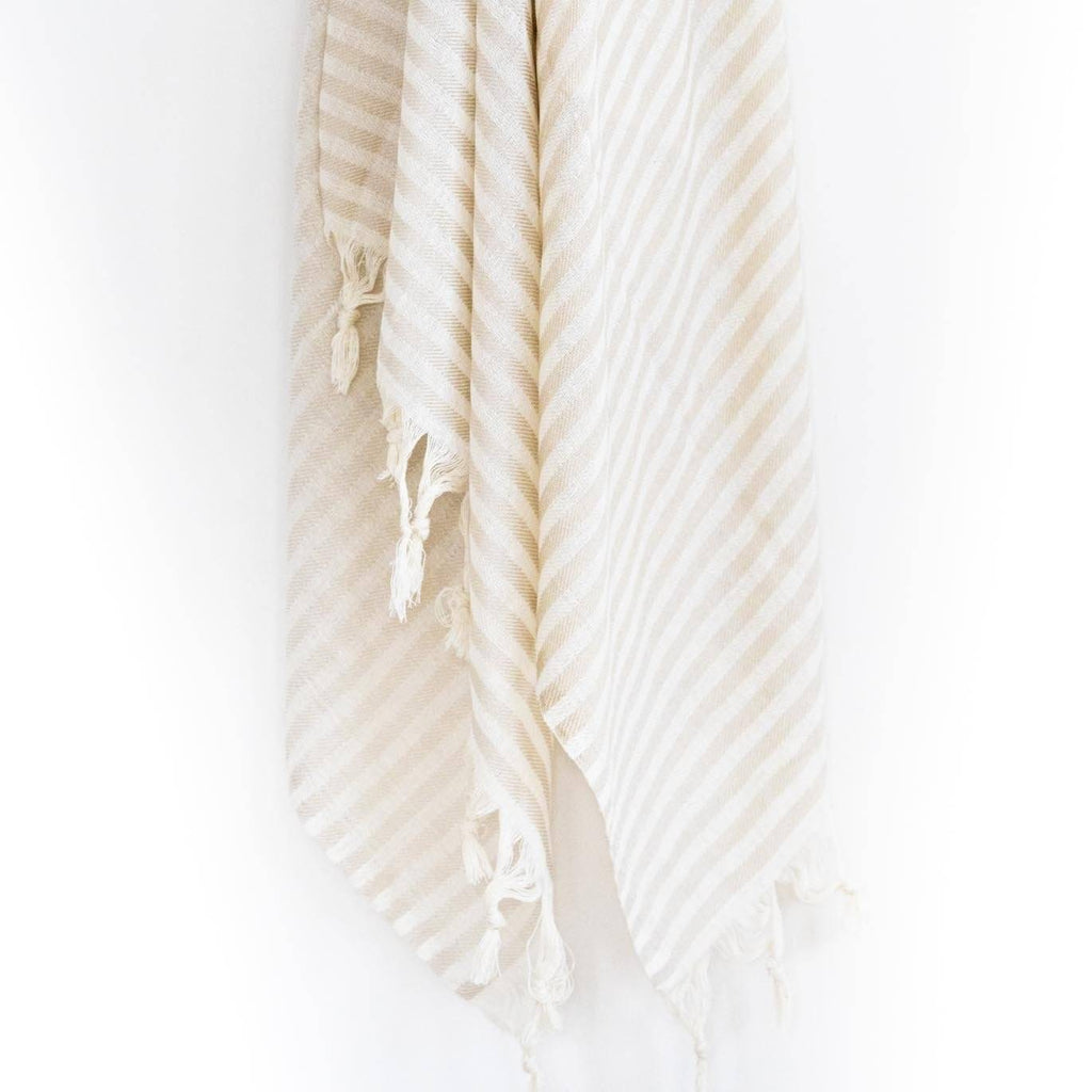 Pashtemal - Striped in Tan - Near East Imports